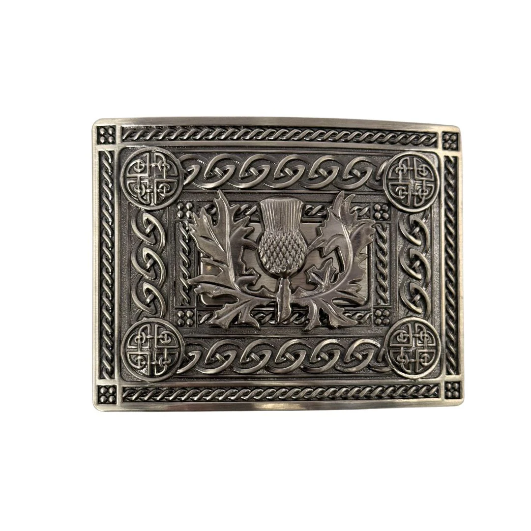 Celtic Knot Belt Buckle - Intricate Thistle - Antique Finish