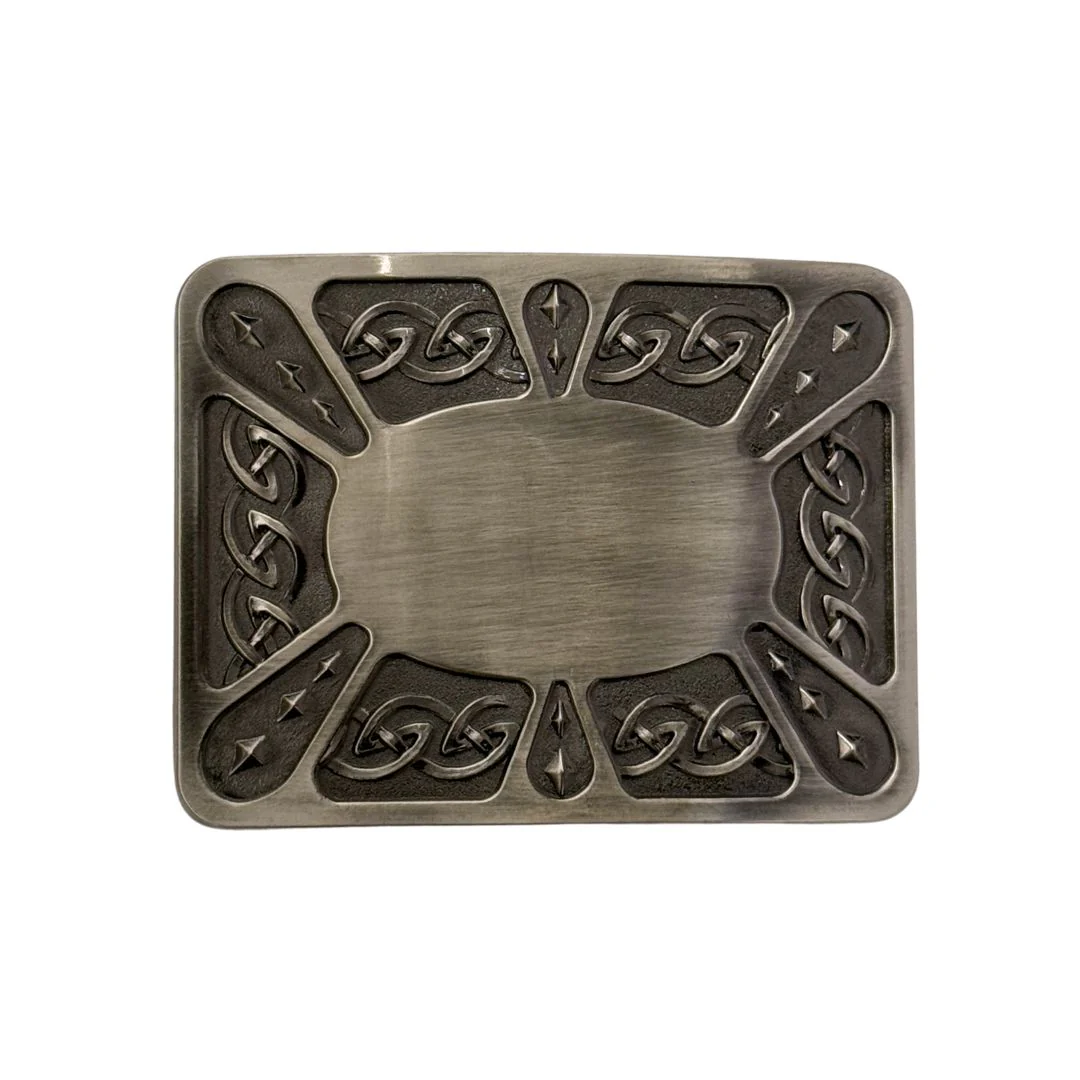 Contemporary Celtic Kilt Buckle - Oval - Antique Finish