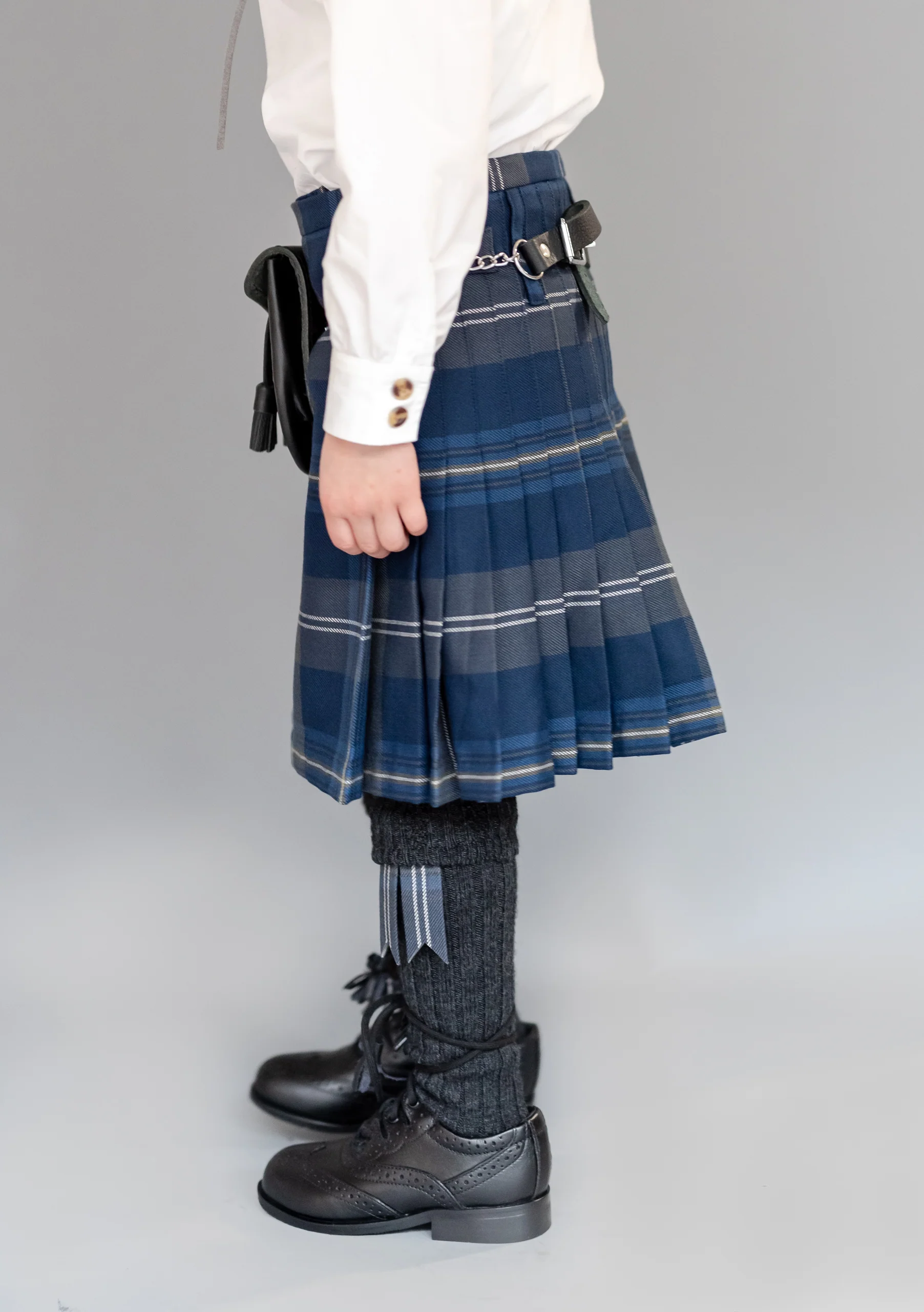 Kids Polyviscose Kilt - Persevere Moss Navy - Image 3