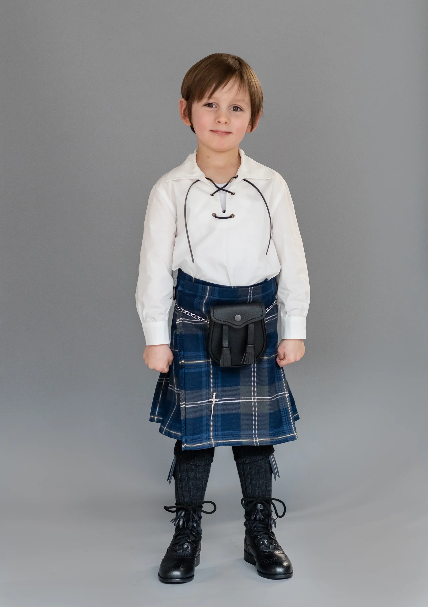 Kids Polyviscose Kilt - Persevere Moss Navy - Image 4