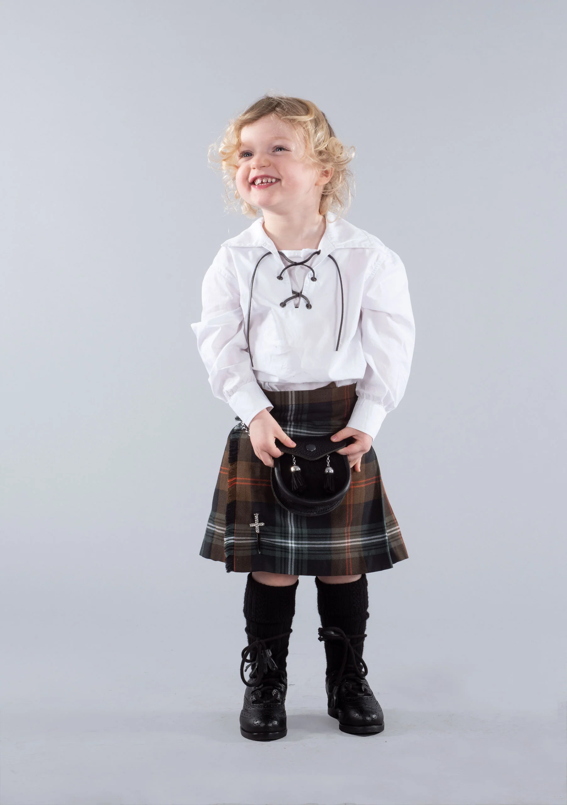 Kids Polyviscose Kilt - Persevere Weathered Brown - Image 3