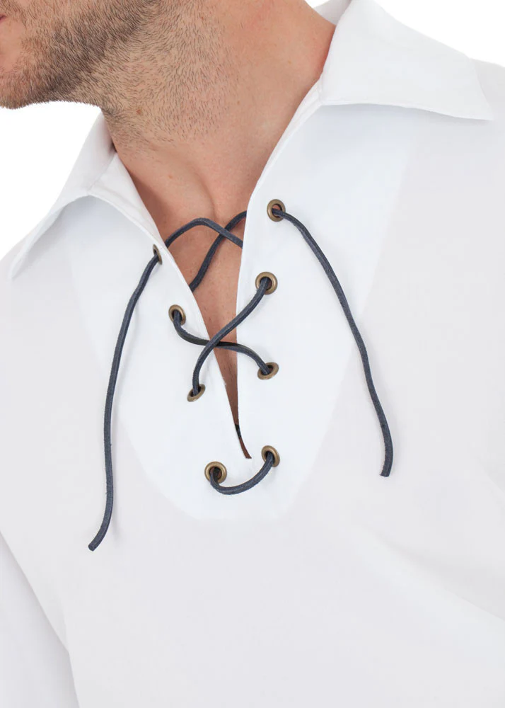 Kilt Society Essential- Men's Ghillie Shirts - Black / White - Image 4