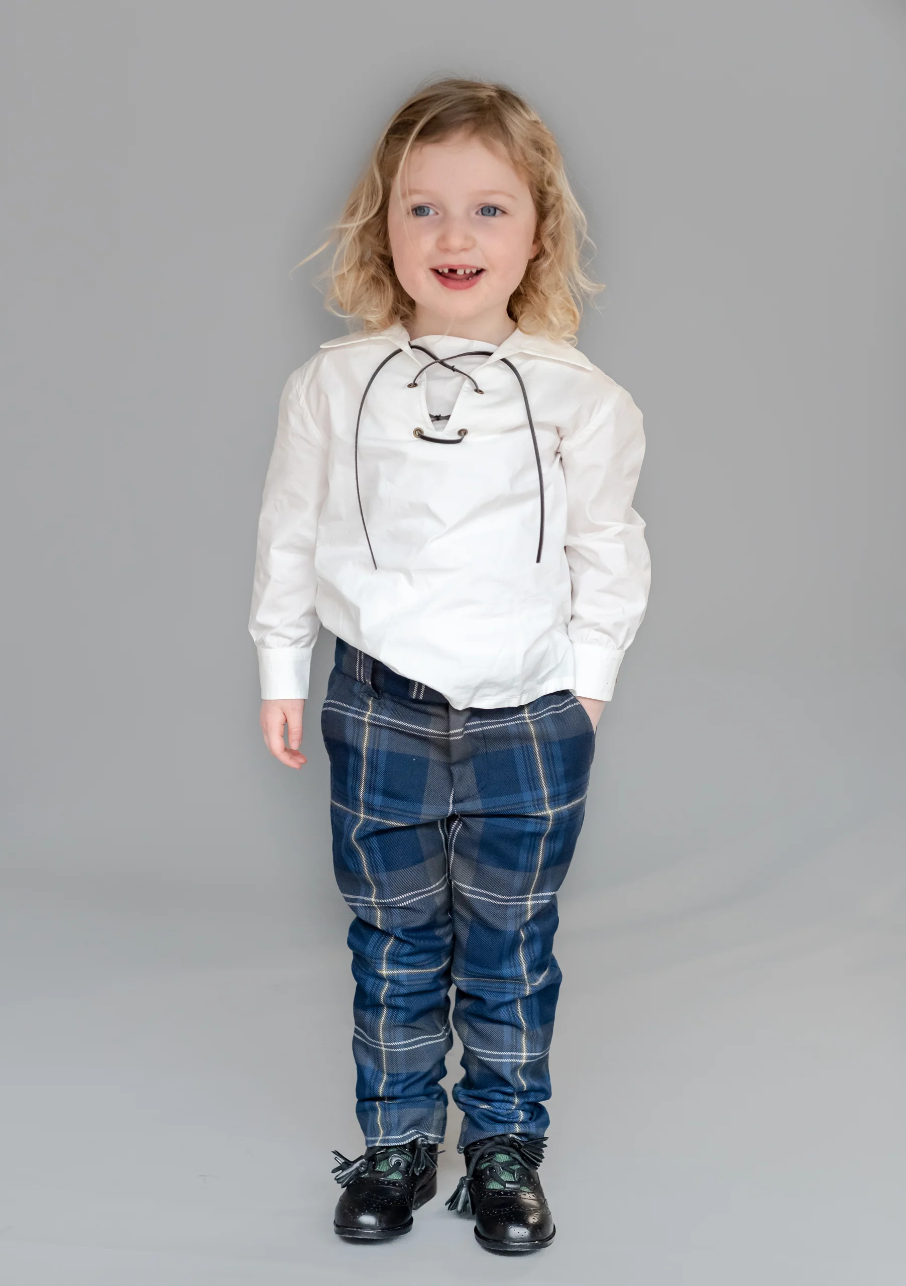 Persevere Moss Navy Tartan Kids Trews - Image 3
