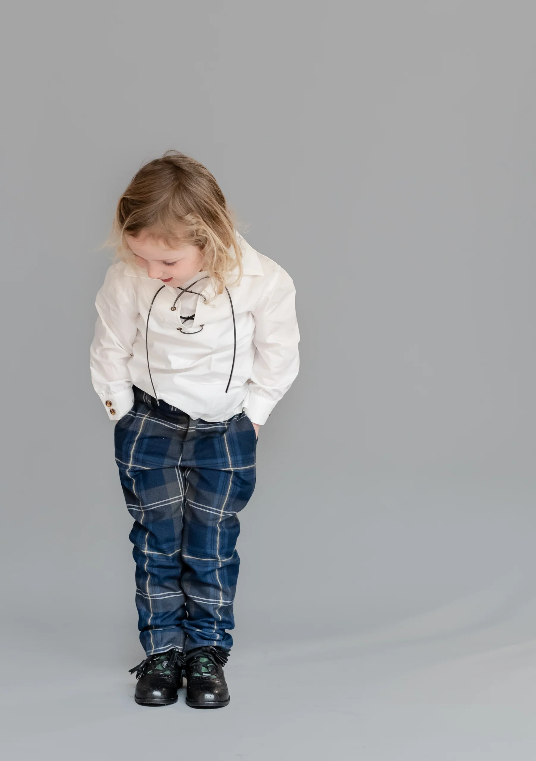 Persevere Moss Navy Tartan Kids Trews - Image 4