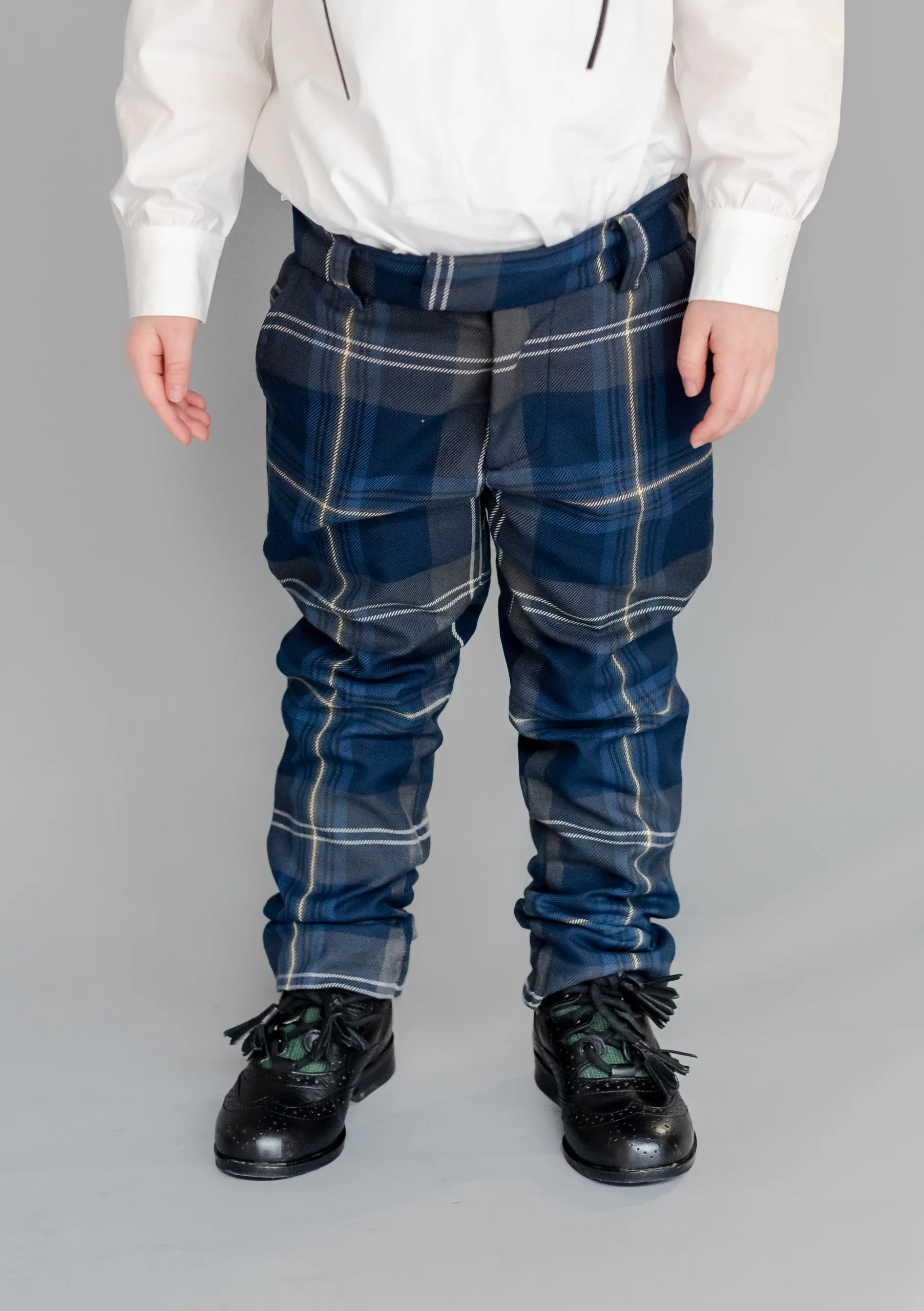 Persevere Moss Navy Tartan Kids Trews - Image 5