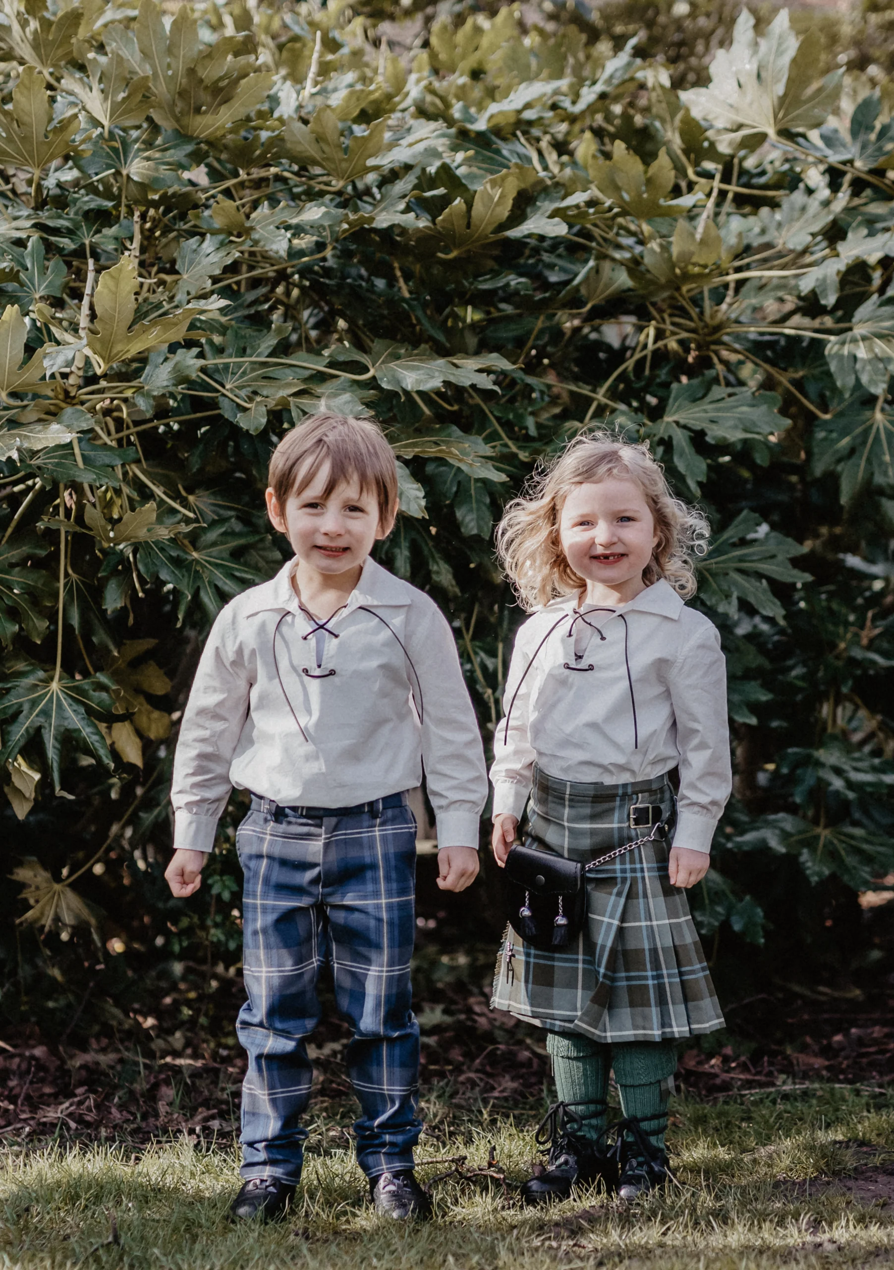 Persevere Moss Navy Tartan Kids Trews - Image 6