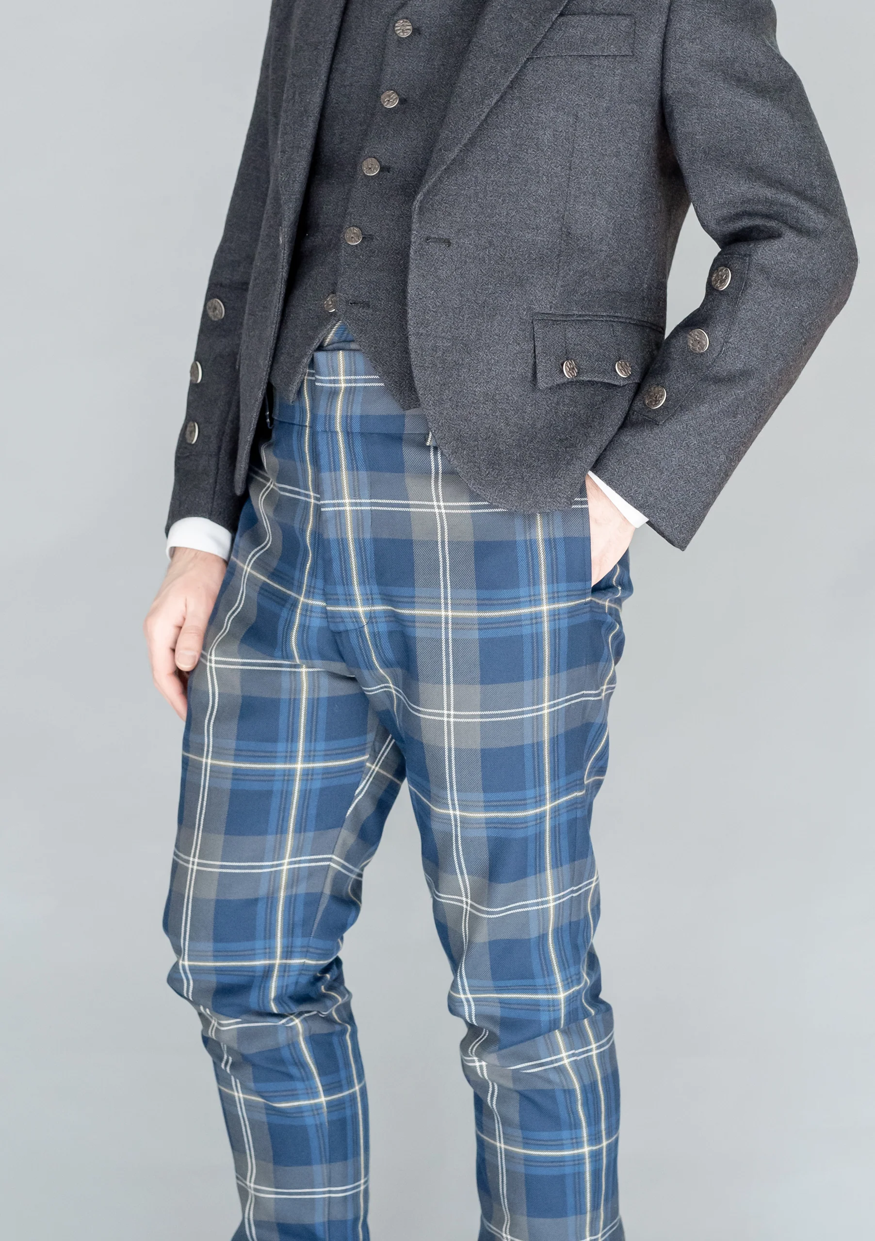 Persevere Moss Navy Tartan Trews - Image 4