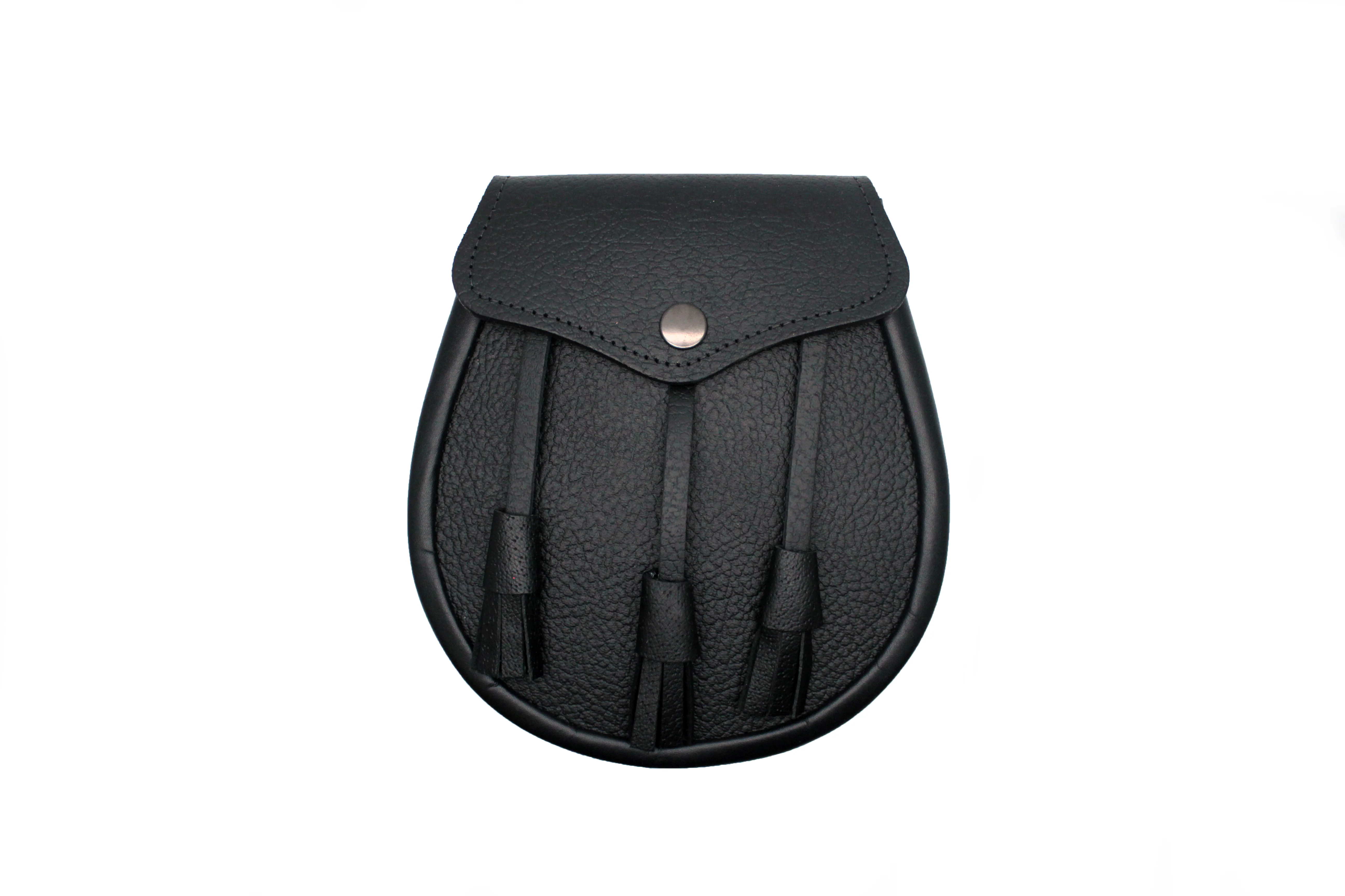 Scottish Made Black Leather Plain Leather Day Sporran - Image 2